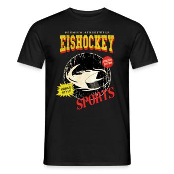 Rondelle de hockey sur glace Puck de hockey sur glace Vintage Rétro - T-shirt homme - noir - Devant - AI Model Male 178 light (178cm)