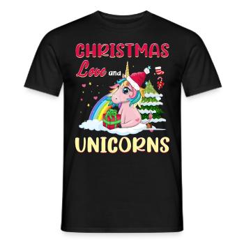 Einhorn Pferde Reitern Weihnachen Liebe Reiten - Männer T-Shirt - Schwarz - Vorne - AI Model Male 178 light (178cm)