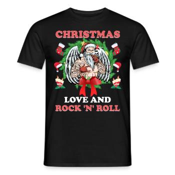 Heavy Hard Metal Christmas, Love Rock 'n' Roll - Men's T-Shirt - black - Front - AI Model Male 178 light (178cm)