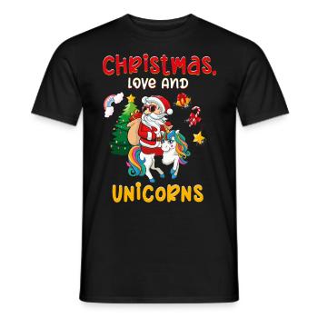 Einhorn Pferde Reitern Weihnachen Liebe Reiten - Männer T-Shirt - Schwarz - Vorne - AI Model Male 178 light (178cm)