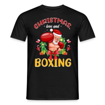Christmas Love Boxing Boxer Weihnachtsgeschenk - Männer T-Shirt - Schwarz - Vorne - AI Model Male 178 light (178cm)