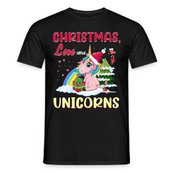 Einhorn Pferde Reitern Weihnachen Liebe Reiten - Männer T-Shirt - Schwarz - Vorne - AI Model Male 178 light (178cm)