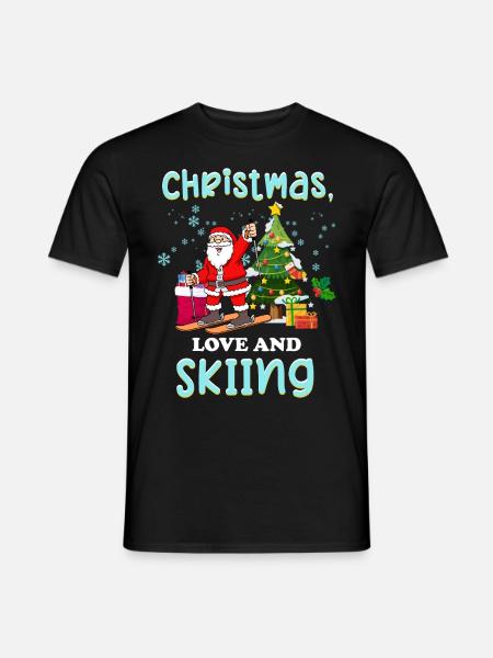 Vacances ski skieurs Noël Amour ski - T-shirt homme - noir