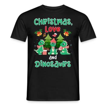Dino Boy Boy Children Christmas Love Dinosaurs - Men's T-Shirt - black - Front - AI Model Male 178 light (178cm)