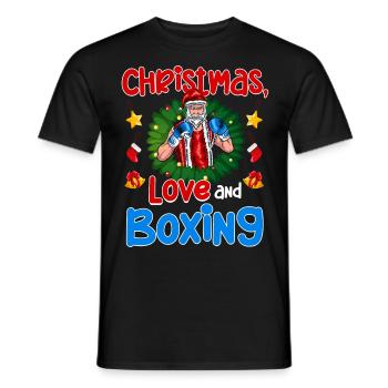 Christmas Love Boxing Boxer Weihnachtsgeschenk - Männer T-Shirt - Schwarz - Vorne - AI Model Male 178 light (178cm)