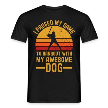 Baseball und Hund retro vintage - Männer T-Shirt - Schwarz - Vorne - AI Model Male 178 light (178cm)