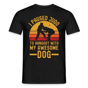 Judo et chien rétro vintage - T-shirt homme - noir - Devant - AI Model Male 178 light (178cm)