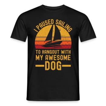 Sailing and dog retro vintage - Men's T-Shirt - black - Front - AI Model Male 178 light (178cm)