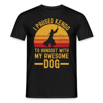Kendo and dog retro vintage - Men's T-Shirt - black - Front - AI Model Male 178 light (178cm)