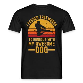 Taekwondo und Hund retro vintage - Männer T-Shirt - Schwarz - Vorne - AI Model Male 178 light (178cm)