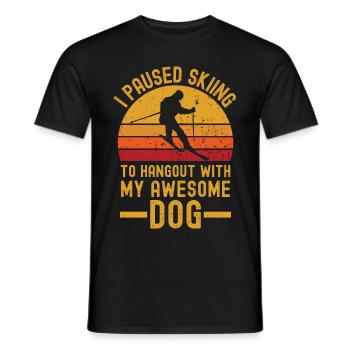 Ski et chien rétro vintage - T-shirt homme - noir - Devant - AI Model Male 178 light (178cm)