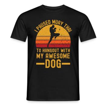 Muay Thai and dog retro vintage - Men's T-Shirt - black - Front - AI Model Male 178 light (178cm)