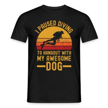 Tauchen und Hund retro vintage - Männer T-Shirt - Schwarz - Vorne - AI Model Male 178 light (178cm)
