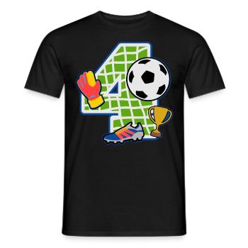Football 4th birthday party number 4 - 4 years - Men's T-Shirt - black - Front - AI Model Male 178 light (178cm)