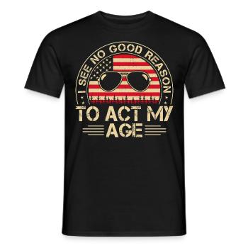 Vintage Act My Age Drôle de jeu de mots Humour adulte - T-shirt homme - noir - Devant - AI Model Male 178 light (178cm)