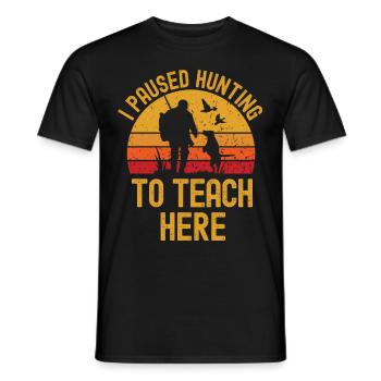 Hunting and teachers retro vintage - Men's T-Shirt - black - Front - AI Model Male 178 light (178cm)