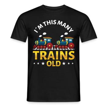2ème anniversaire, 2 ans trains! Enfants, Boy Boy Train - T-shirt homme - noir - Devant - AI Model Male 178 light (178cm)