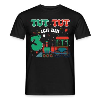 3ème anniversaire, 3 ans trains Lok Kids, garçon garçon - T-shirt homme - noir - Devant - AI Model Male 178 light (178cm)