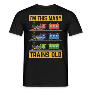 3ème anniversaire, 3 ans trains Lok Kids, garçon garçon - T-shirt homme - noir - Devant - AI Model Male 178 light (178cm)