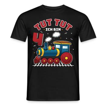 4ème anniversaire, 4 ans trains Lok Kids Boy Boy train - T-shirt homme - noir - Devant - AI Model Male 178 light (178cm)