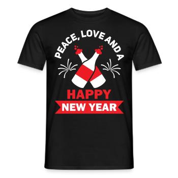 Réveillon du Nouvel An, Paix, Amour, Bonne Année - T-shirt homme - noir - Devant - AI Model Male 178 light (178cm)