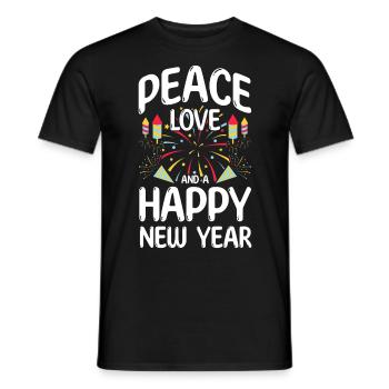 Réveillon du Nouvel An, Paix, Amour, Bonne Année - T-shirt homme - noir - Devant - AI Model Male 178 light (178cm)
