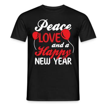 Réveillon du Nouvel An, Paix, Amour, Bonne Année - T-shirt homme - noir - Devant - AI Model Male 178 light (178cm)