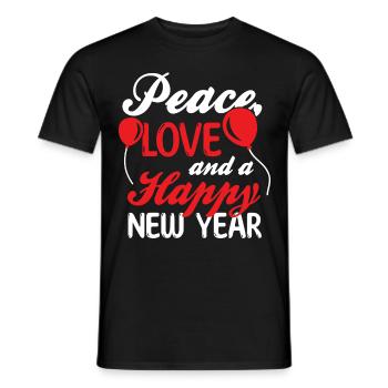 Réveillon du Nouvel An, Paix, Amour, Bonne Année - T-shirt homme - noir - Devant - AI Model Male 178 light (178cm)