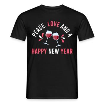 Réveillon du Nouvel An, Paix, Amour, Bonne Année - T-shirt homme - noir - Devant - AI Model Male 178 light (178cm)