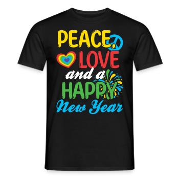Réveillon du Nouvel An, Paix, Amour, Bonne Année - T-shirt homme - noir - Devant - AI Model Male 178 light (178cm)