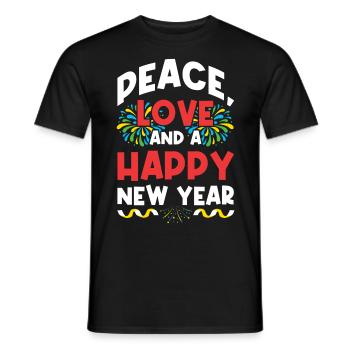 Réveillon du Nouvel An, Paix, Amour, Bonne Année - T-shirt homme - noir - Devant - AI Model Male 178 light (178cm)