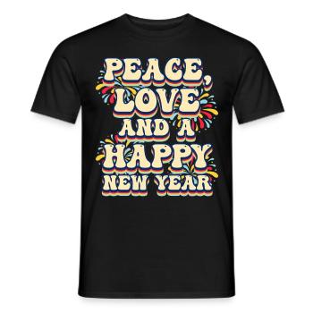 Réveillon du Nouvel An, Paix, Amour, Bonne Année - T-shirt homme - noir - Devant - AI Model Male 178 light (178cm)