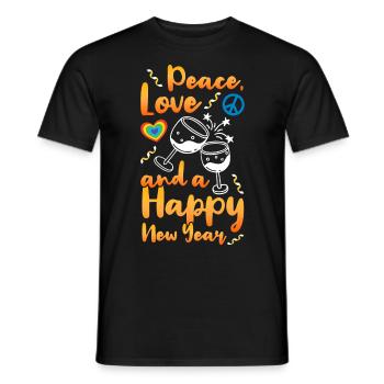 Réveillon du Nouvel An, Paix, Amour, Bonne Année - T-shirt homme - noir - Devant - AI Model Male 178 light (178cm)