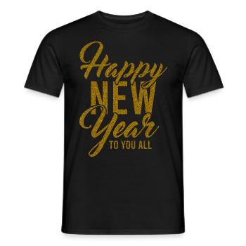 Réveillon du Nouvel An, Paix, Amour, Bonne Année - T-shirt homme - noir - Devant - AI Model Male 178 light (178cm)