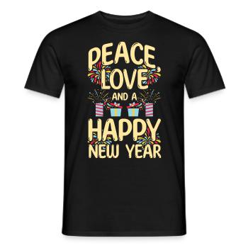 Réveillon du Nouvel An, Paix, Amour, Bonne Année - T-shirt homme - noir - Devant - AI Model Male 178 light (178cm)