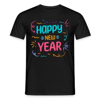 Réveillon du Nouvel An, Paix, Amour, Bonne Année - T-shirt homme - noir - Devant - AI Model Male 178 light (178cm)