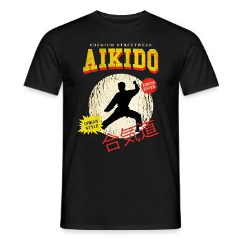 Aïkido Arts Martiaux Arts Martiaux Combattant Vintage Rétro - T-shirt homme - noir - Devant - AI Model Male 178 light (178cm)
