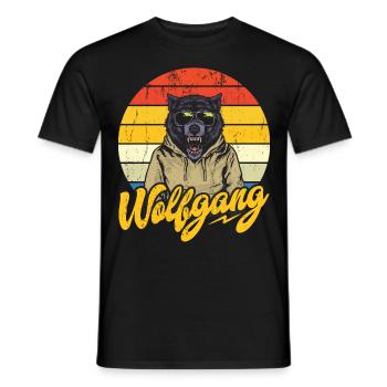 WOLFGANG Nom Tenue de loup pour le jour du nom avec le nom - T-shirt homme - noir - Devant - AI Model Male 178 light (178cm)