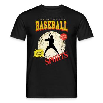 Baseball Baseballspieler USA Sport Vintage Retro - Männer T-Shirt - Schwarz - Vorne - AI Model Male 178 light (178cm)