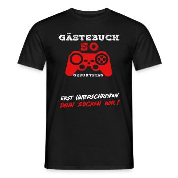 Gaming 50 Geburtstag Controller Gamer Spruch - Männer T-Shirt - Schwarz - Vorne - AI Model Male 178 light (178cm)