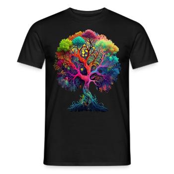 Tree of Life Celtic Nordic Nature Conservation Forest - Men's T-Shirt - black - Front - AI Model Male 178 light (178cm)