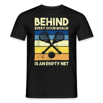 Lacrosse Goalkeeper LAX Goalie Player Fan Coach - Men's T-Shirt - black - Front - AI Model Male 178 light (178cm)