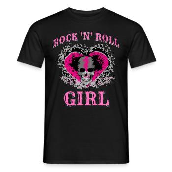 Rock 'n' Roll Girl Music, Dancing, Concert, - Men's T-Shirt - black - Front - AI Model Male 178 light (178cm)