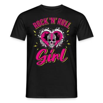 Rock 'n' Roll Girl Music, Dancing, Concert, - Men's T-Shirt - black - Front - AI Model Male 178 light (178cm)