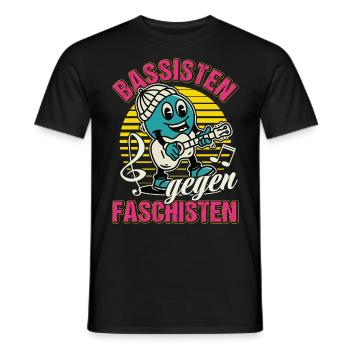 Bassisten gegen Rassisten Bassspieler gegen Rechts - Männer T-Shirt - Schwarz - Vorne - AI Model Male 178 light (178cm)