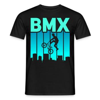 vintage bike outfit, bike urban freestyle BMX - Men's T-Shirt - black - Front - AI Model Male 178 light (178cm)