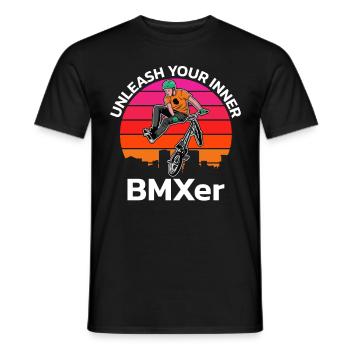vintage bike outfit, bike urban freestyle bmx - Men's T-Shirt - black - Front - AI Model Male 178 light (178cm)