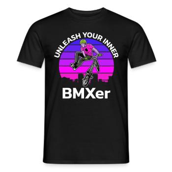vintage bike outfit, bike urban freestyle bmx - Men's T-Shirt - black - Front - AI Model Male 178 light (178cm)