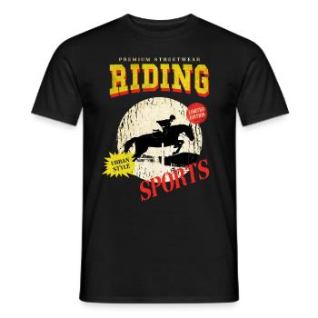 Riding Horse Rider Jumping Sport Vintage Retro - Men's T-Shirt - black - Front - AI Model Male 178 light (178cm)