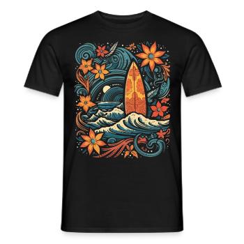 Surf Vibes: Vintage Retro Surfing Illustration - Men's T-Shirt - black - Front - AI Model Male 178 light (178cm)